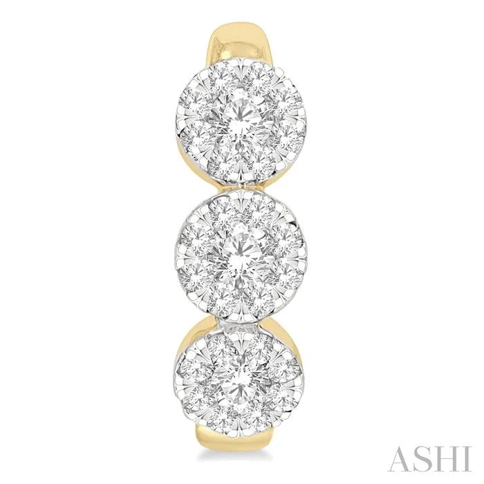 Round Shape Past Present & Future Lovebright Diamond Half Hoop Earrings