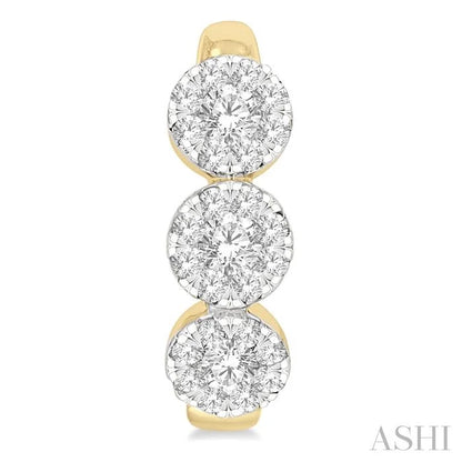 Round Shape Past Present & Future Lovebright Diamond Half Hoop Earrings