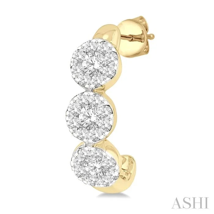 Round Shape Past Present & Future Lovebright Diamond Half Hoop Earrings