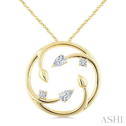 Circle Diamond Leaf Pendant