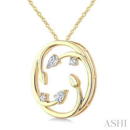 Circle Diamond Leaf Pendant