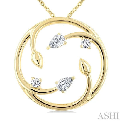 Circle Diamond Leaf Pendant