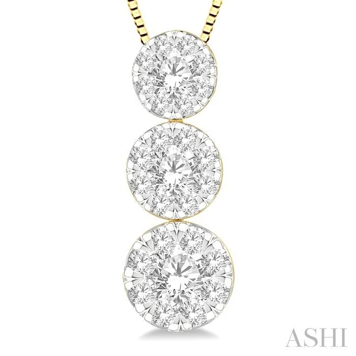 Round Shape Past Present & Future Lovebright Essential Diamond Pendant