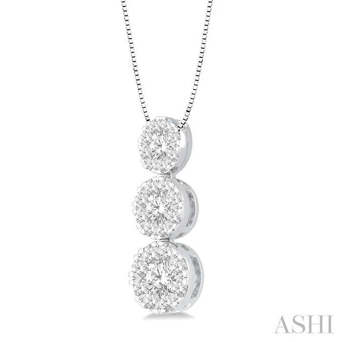Round Shape Past Present & Future Lovebright Essential Diamond Pendant