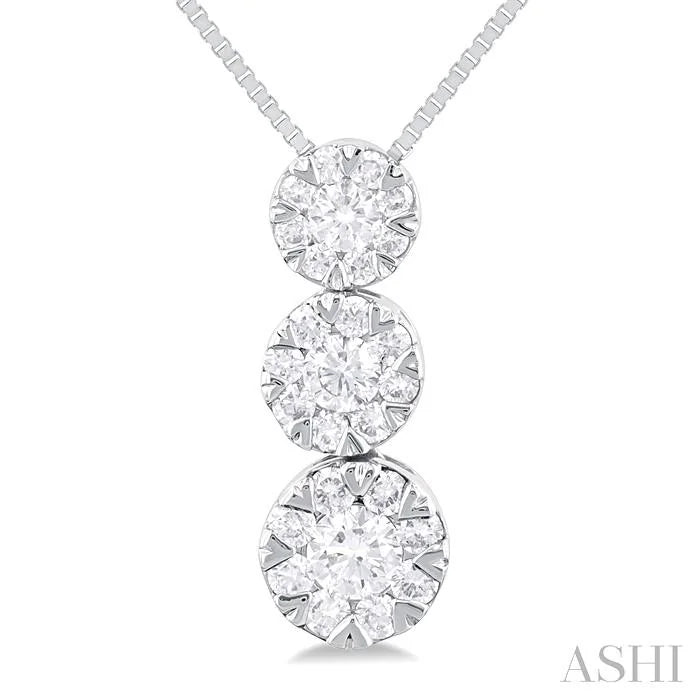 Round Shape Past Present & Future Lovebright Essential Diamond Pendant