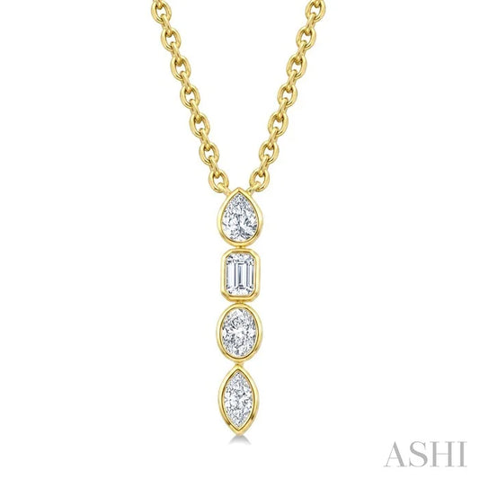 Vertical Bar Mixed Shape Diamond Pendant