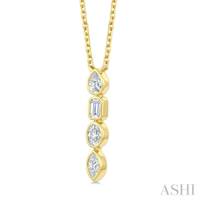 Vertical Bar Mixed Shape Diamond Pendant