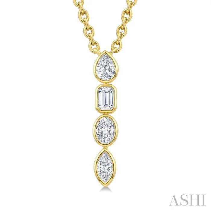 Vertical Bar Mixed Shape Diamond Pendant