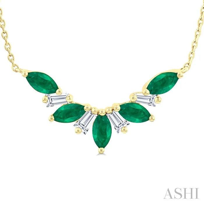 Marquise Shape Gemstone & Diamond Necklace