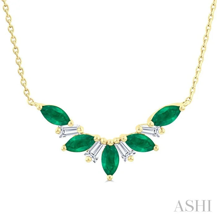 Marquise Shape Gemstone & Diamond Necklace
