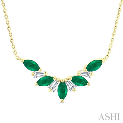 Marquise Shape Gemstone & Diamond Necklace