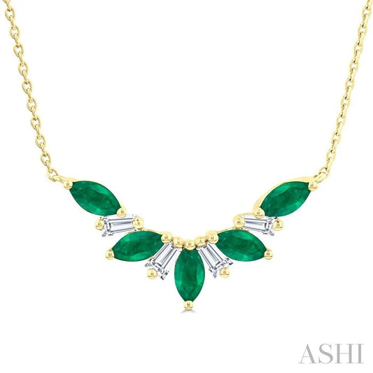 Marquise Shape Gemstone & Diamond Necklace