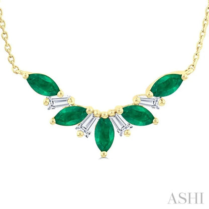 Marquise Shape Gemstone & Diamond Necklace