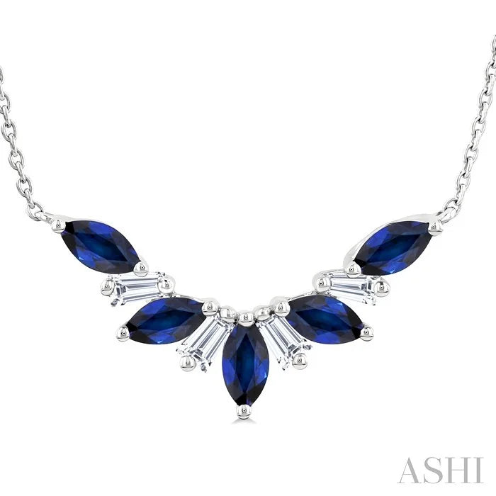 Marquise Shape Gemstone & Diamond Necklace