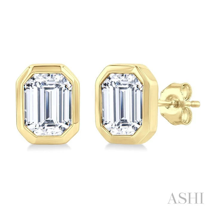 Pie Cut Emerald Diamond Earrings