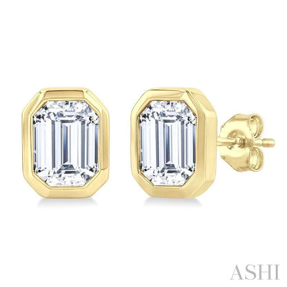 Pie Cut Emerald Diamond Earrings