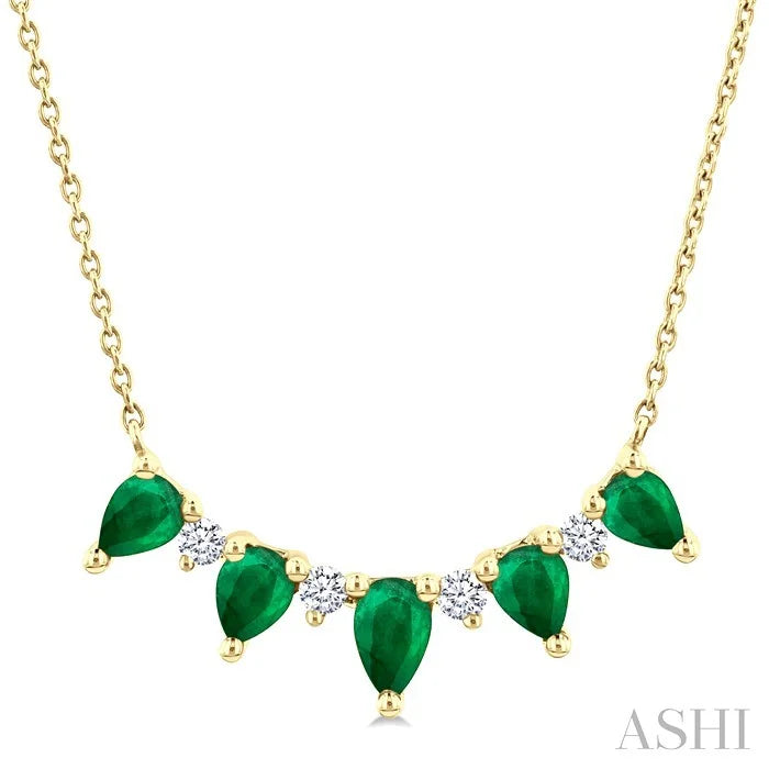 Pear Shape Gemstone & Diamond Necklace