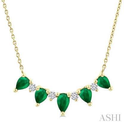 Pear Shape Gemstone & Diamond Necklace