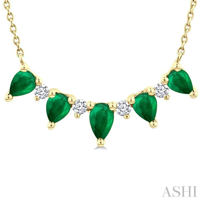 Pear Shape Gemstone & Diamond Necklace