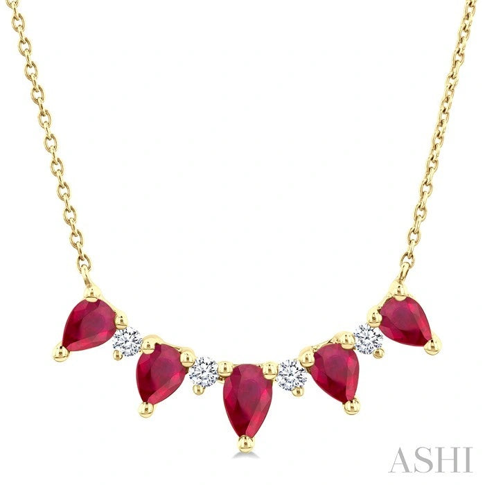 Pear Shape Gemstone & Diamond Necklace