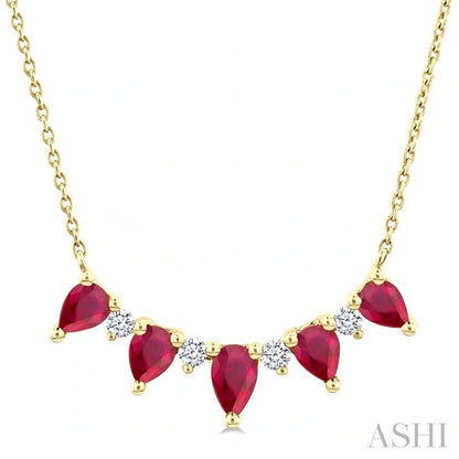 Pear Shape Gemstone & Diamond Necklace
