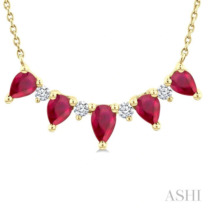Pear Shape Gemstone & Diamond Necklace