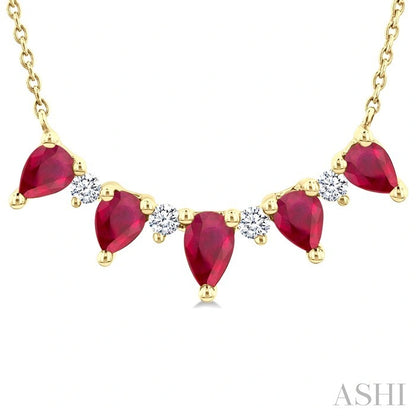 Pear Shape Gemstone & Diamond Necklace