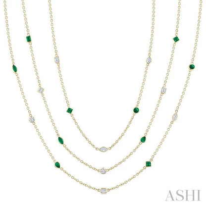 Mixed Shape Gemstone & Diamond Station Necklace