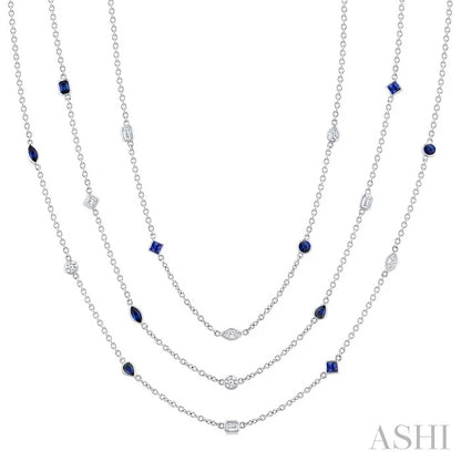 Mixed Shape Gemstone & Diamond Station Necklace