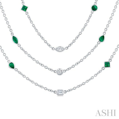 Mixed Shape Gemstone & Diamond Station Necklace