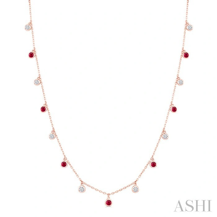 Gemstone & Diamond Station Necklace