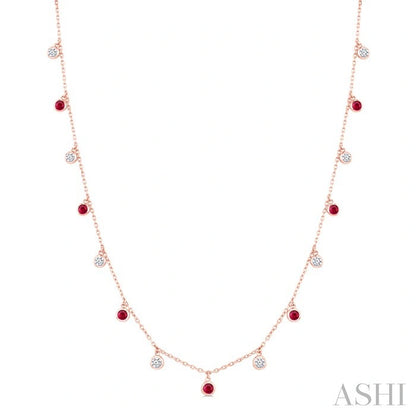 Gemstone & Diamond Station Necklace