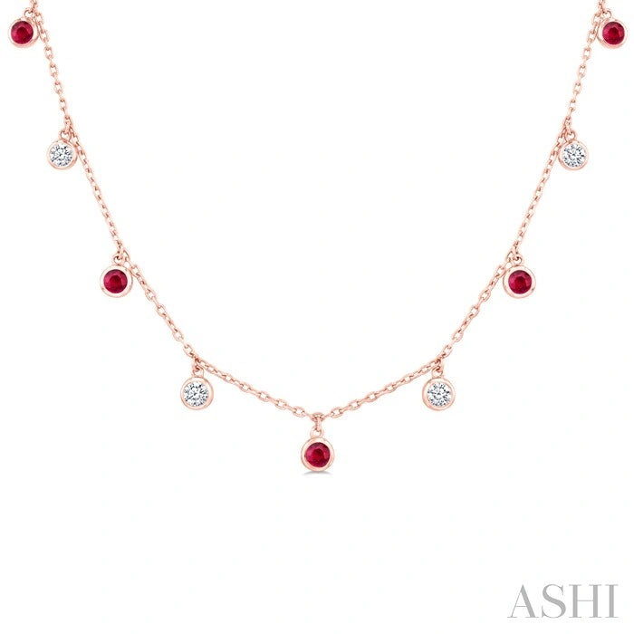 Gemstone & Diamond Station Necklace