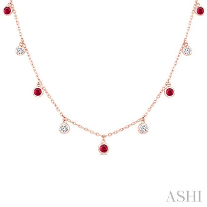Gemstone & Diamond Station Necklace