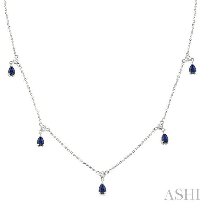 Pear Shape Diamond Dangle Station Necklace