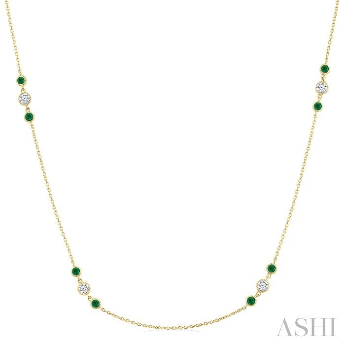 Gemstone & Diamond Station Necklace