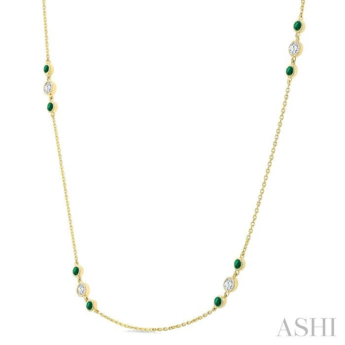 Gemstone & Diamond Station Necklace