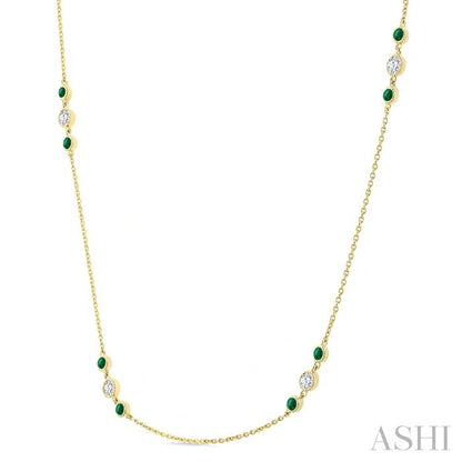Gemstone & Diamond Station Necklace
