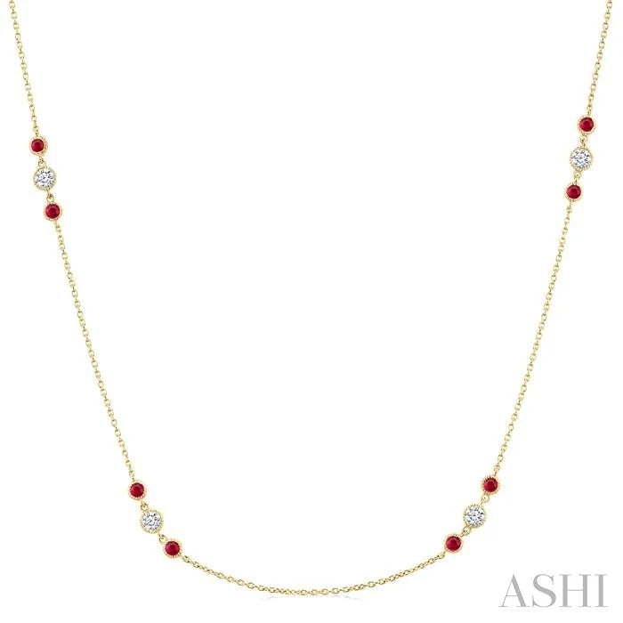 Gemstone & Diamond Station Necklace