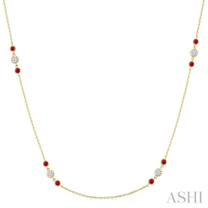 Gemstone & Diamond Station Necklace