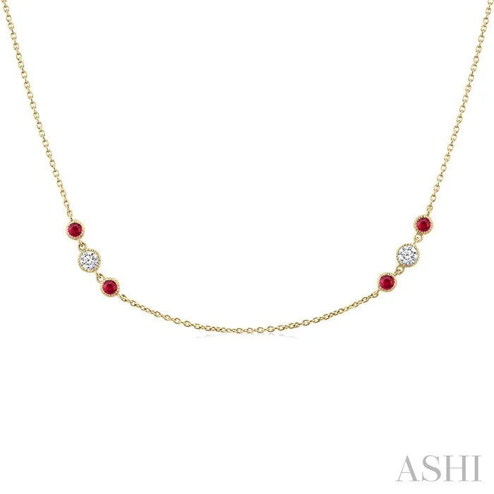 Gemstone & Diamond Station Necklace
