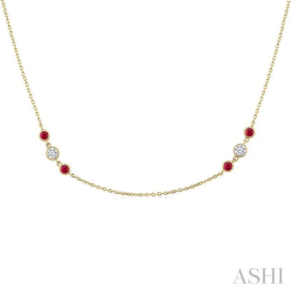 Gemstone & Diamond Station Necklace