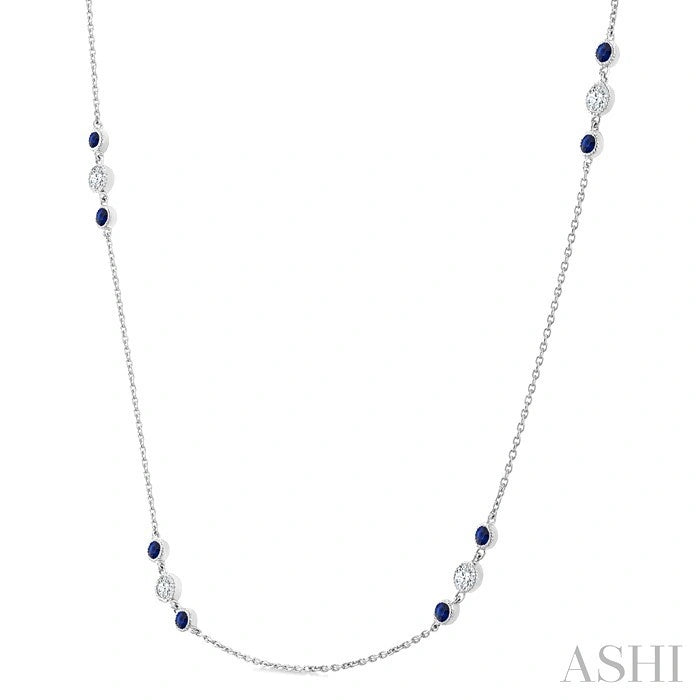 Gemstone & Diamond Station Necklace