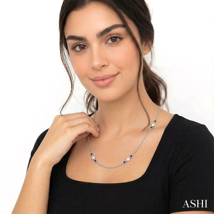 Gemstone & Diamond Station Necklace