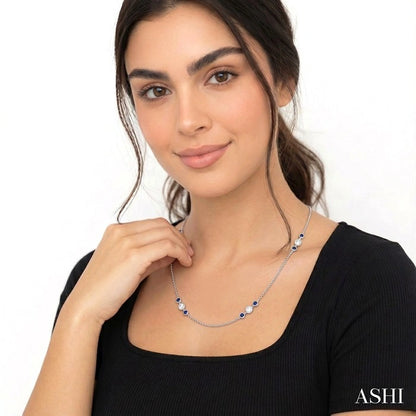 Gemstone & Diamond Station Necklace
