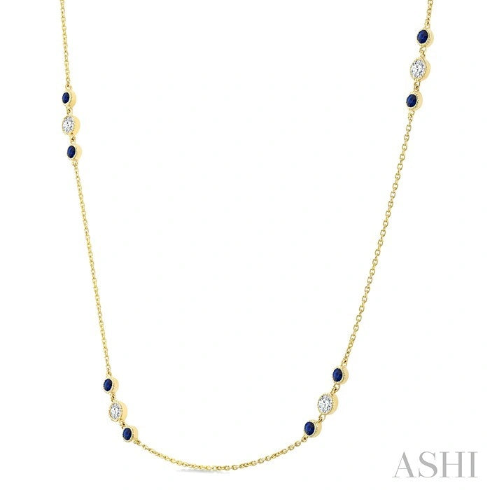 Gemstone & Diamond Station Necklace