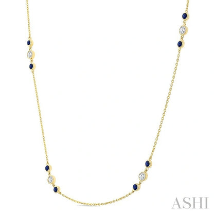 Gemstone & Diamond Station Necklace
