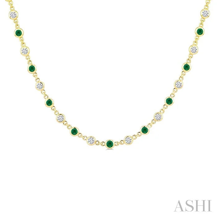 Bezel Alternate Gemstone & Diamond Necklace
