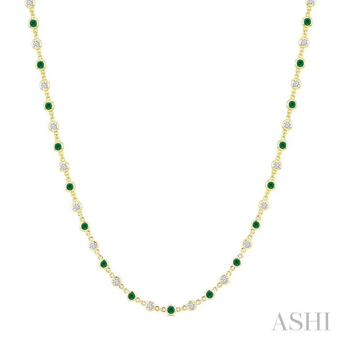Bezel Alternate Gemstone & Diamond Necklace
