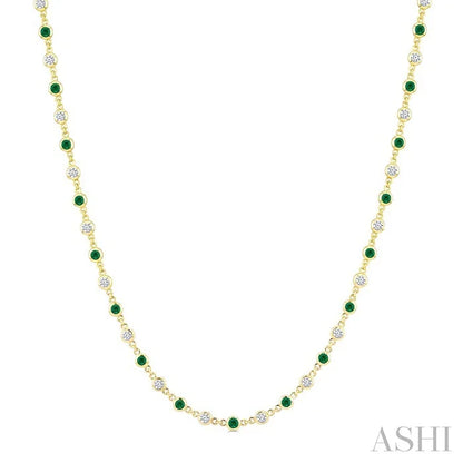 Bezel Alternate Gemstone & Diamond Necklace
